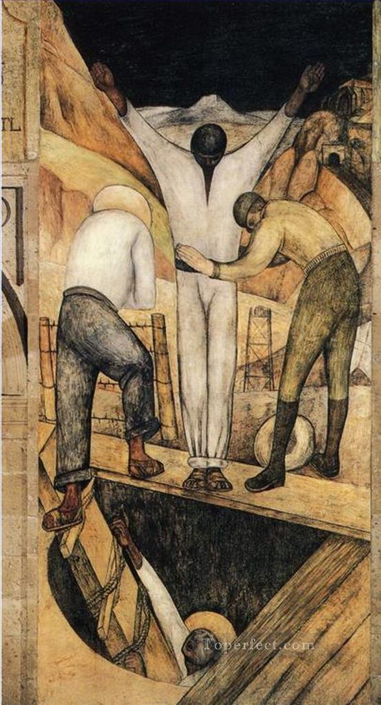 鉱山からの出口 1923 共産主義 ディエゴ リベラ油絵